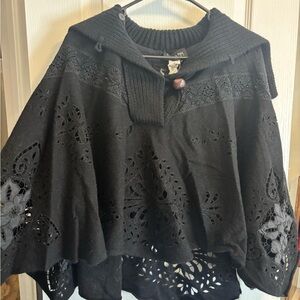 Patrizia Pepe Black Lace Poncho
